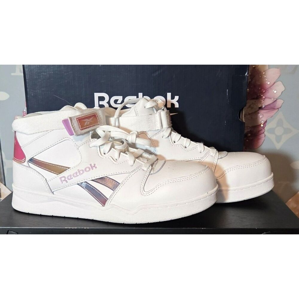 Reebok Work Iridescent Stripe High-Top Safety Sneakers - Size 10